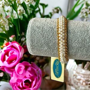 MCM Richelieu Pearl & Gold RARE Vintage Tennis Bracelet